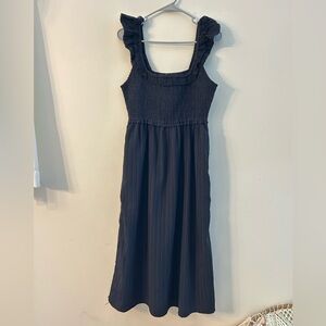 Ruffle sleeve smocked black AE dress